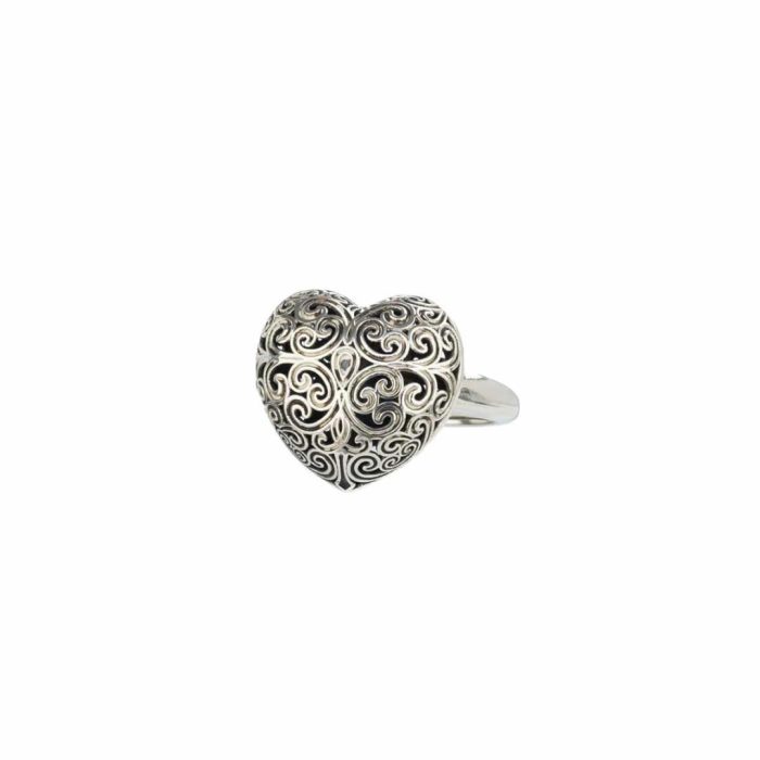 Kallisto Heart Ring in oxidized silver 925