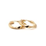 14K Yellow Gold Greek Key Hoop Earrings - Image 2