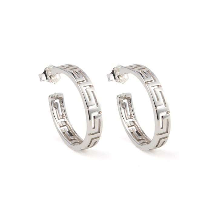 Sterling Silver 925 Greek Meander Earrings - Image 5