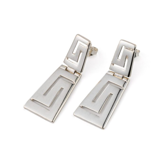 Sterling Silver Meander Stud Earrings - Image 2