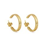 Greek Key Gold Plated Hoop Earrings - Image 4