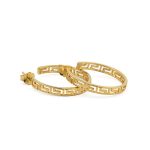 Greek Key Gold Plated Hoop Earrings - Image 2