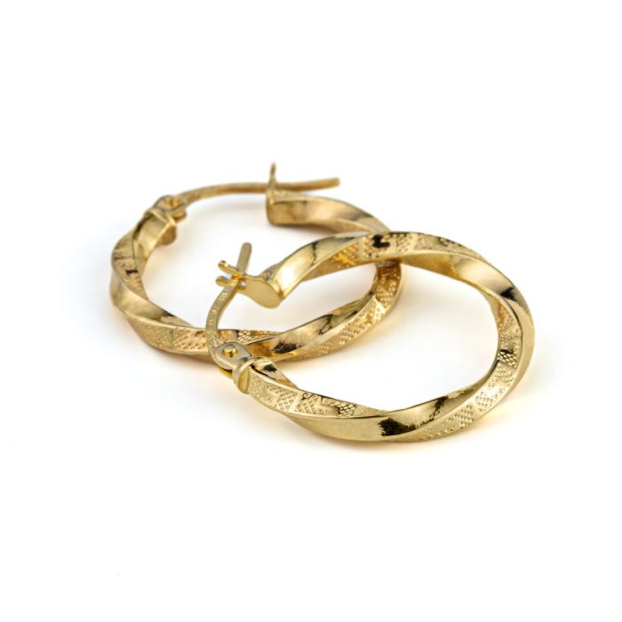 Meander Twisted Hoop Earrings - 14K Gold - Image 3