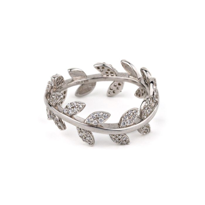 Olive Leaf Zircon Ring - 925 Sterling Silver - Image 1