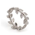 Olive Leaf Zircon Ring - 925 Sterling Silver - Image 3