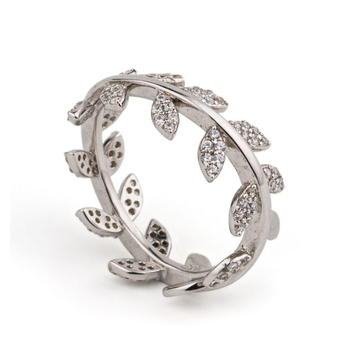 Olive Leaf Zircon Ring - 925 Sterling Silver - Image 3