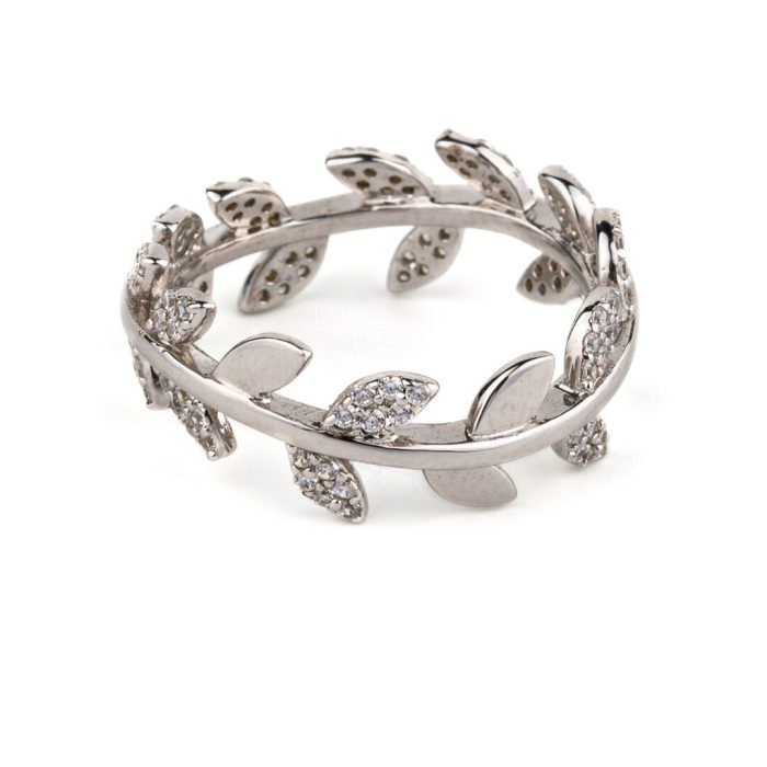 Olive Leaf Zircon Ring - 925 Sterling Silver - Image 4