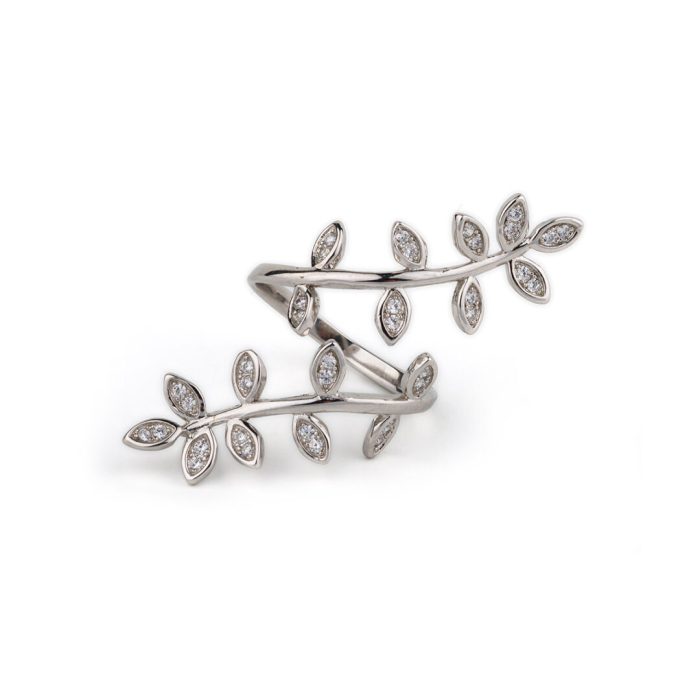 Olive Leaf Branch Ring - 925 Sterling Silver - Image 1