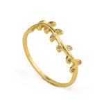 Olive Leaf Ring with Zircon – 925 Sterling Silver and Gold Plated - Image 2