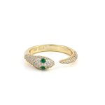 Zircon Snake Ring - Sterling Silver & Gold Plated