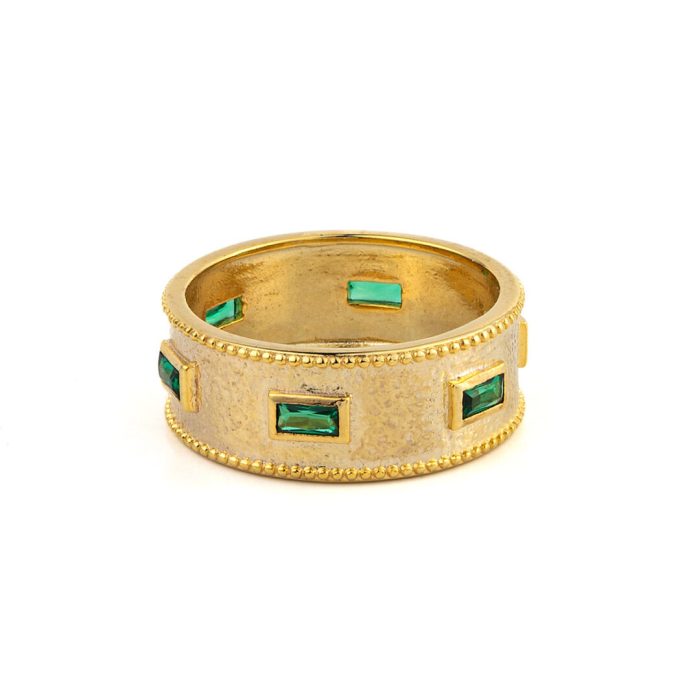 Green Zircon Ring - 925 Sterling Silver and Gold Plated - Image 1