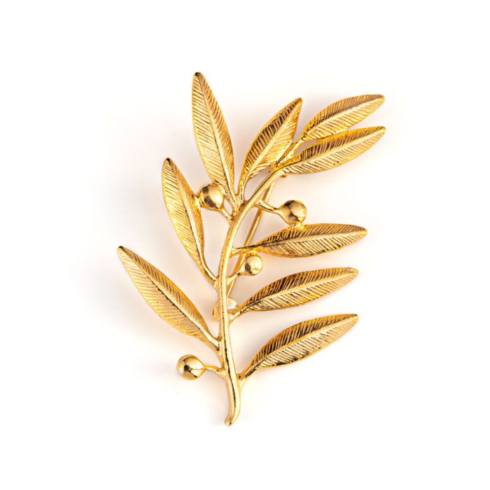 Olive Leaves Brooch - 925 Sterling Silver and Gold Plated - Image 5