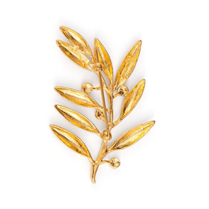 Olive Leaves Brooch - 925 Sterling Silver and Gold Plated - Image 6