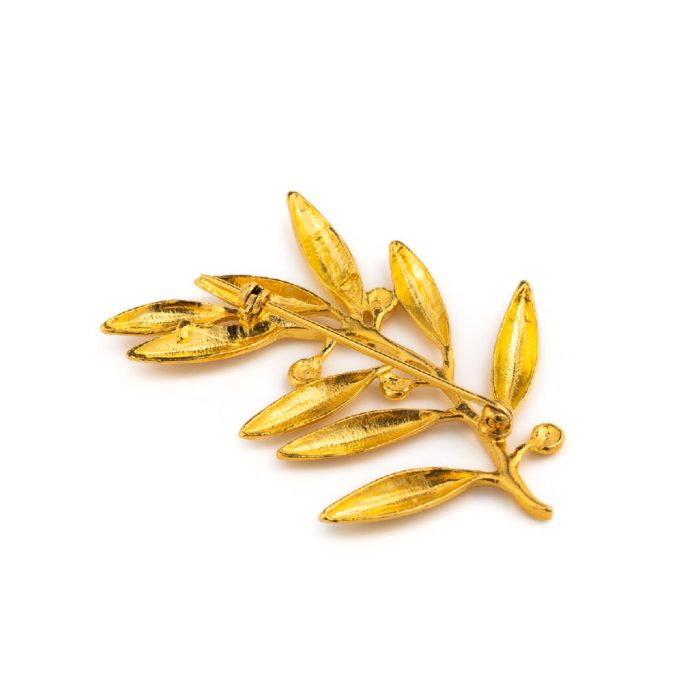 Olive Leaves Brooch - 925 Sterling Silver and Gold Plated - Image 2