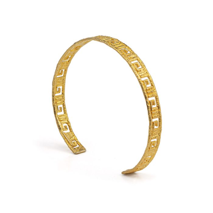 Greek Key Lace Cuff Bracelet - 925 Sterling Silver and Gold Plated - Image 3