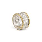 925 Sterling Silver and Gold Plated Greek Key Lace Ring - Image 3