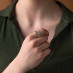 925 Sterling Silver and Gold Plated Greek Key Lace Ring - Image 2