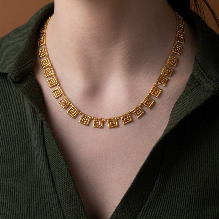 Greek Key Meander Lace Necklace - Image 2