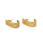 Greek Key Meander Lace Earrings - Sterling Silver Gold Plated - Image 3