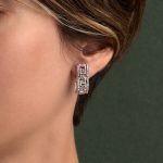 Greek Key Meander Lace Earrings - Sterling Silver Gold Plated - Image 4