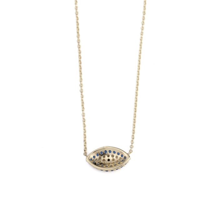 Eye Blue Zircon Necklace – 9K Gold - Image 2
