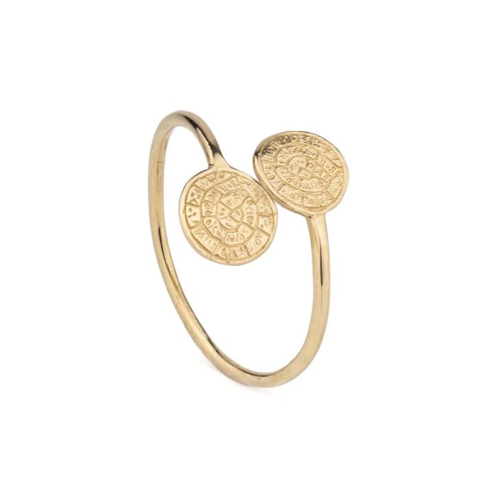 14k Gold Double Phaistos Disc Ring - Image 3