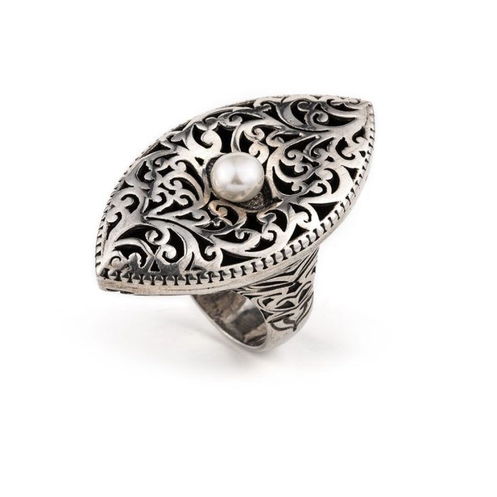Byzantine Pearl Ring Sterling Silver - Yianni Jewelry - Image 3