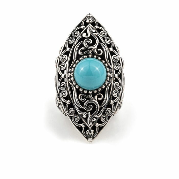 Δαχτυλίδι Βυζαντινό με Turquoise από Ασήμι 925 - Yianni Jewelry - Image 1