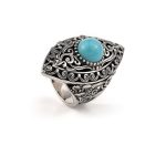 Δαχτυλίδι Βυζαντινό με Turquoise από Ασήμι 925 - Yianni Jewelry - Image 2