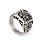 Fleur de lis Signet Cross Ring - Sterling Silver Yianni Jewelry - Image 2