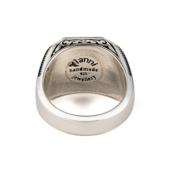 Fleur de lis Signet Cross Ring - Sterling Silver Yianni Jewelry - Image 3