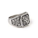 Fleur de lis Signet Cross Ring - Sterling Silver Yianni Jewelry - Image 4