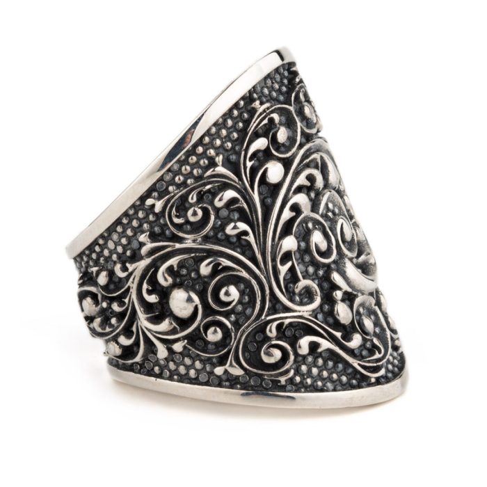Byzantine Floral Ring - Sterling Silver Yianni Jewelry - Image 3