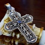 Byzantine Cross Pendant Silver 925 with a Precious Stone - Image 4