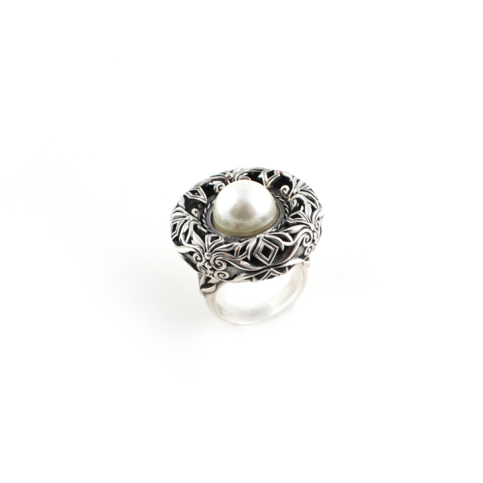 Byzantine Ring with Pearl - Sterling Silver Yianni Jewelry - Image 2
