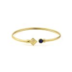 Greek Key Cuff Bracelet with Stone - 925 Sterling Silver - Image 3