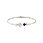 Greek Key Cuff Bracelet with Stone - 925 Sterling Silver - Image 6