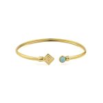 Greek Key Cuff Bracelet with Stone - 925 Sterling Silver - Image 4