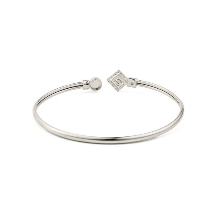 Greek Key Cuff Bracelet with Stone - 925 Sterling Silver - Image 8