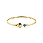 Spiral Cuff Bracelet with Stone - 925 Sterling Silver