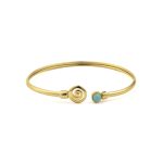 Spiral Cuff Bracelet with Stone - 925 Sterling Silver - Image 3