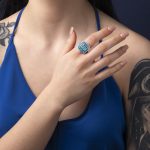 Greek Key Meander Blue Opal Ring – 925 Sterling Silver - Image 2