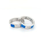 Meander Hoop Earrings – Sterling Silver with Opal - Image 6