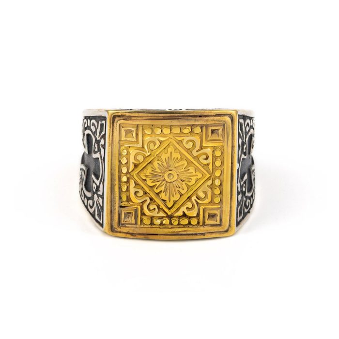 Rosette Ring in Sterling Silver and Gold Plated - Image 1