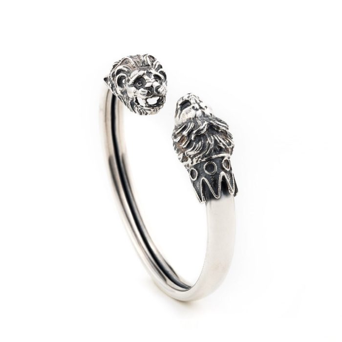 Silver Lion's Head Cuff Bracelet - Image 1