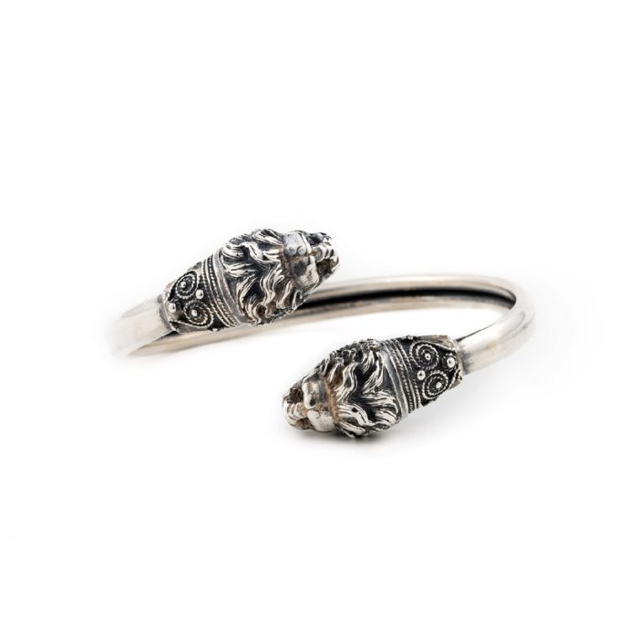 Silver Lion's Head Cuff Bracelet - Image 2