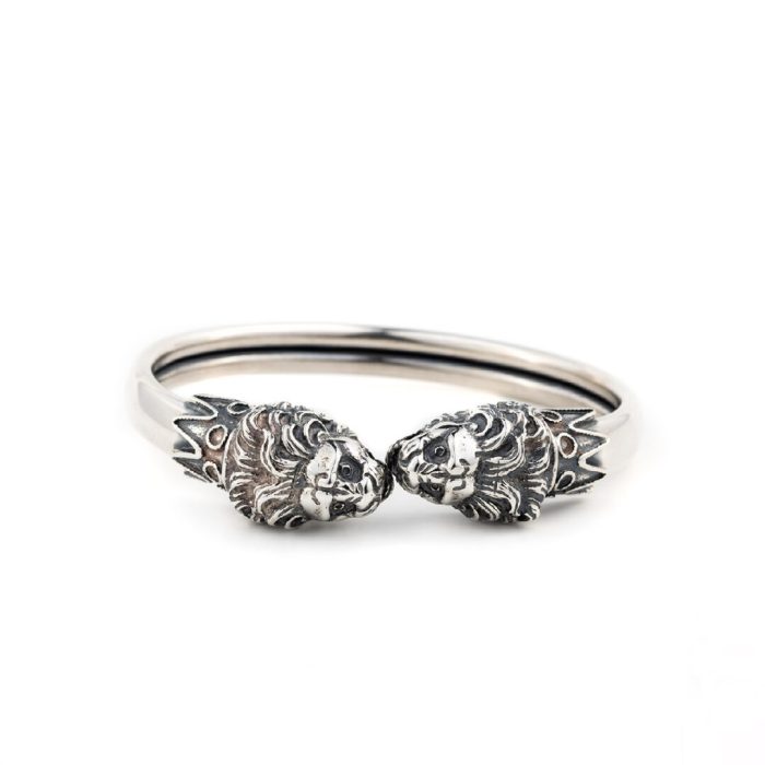 Silver Lion's Head Cuff Bracelet - Image 3