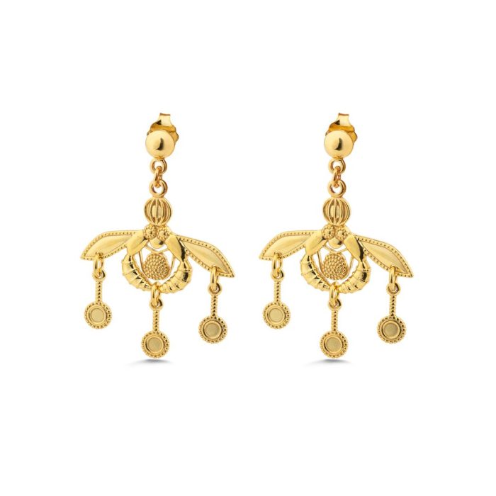 Greek Minoan Bees Earrings – Sterling Silver and Gold Plated - Image 5