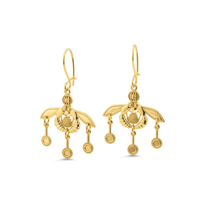 Greek Minoan Bees Earrings – Sterling Silver and Gold Plated - Image 1