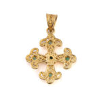 18K Solid Gold Filigree Cross Pendant with Gemstones - Image 10